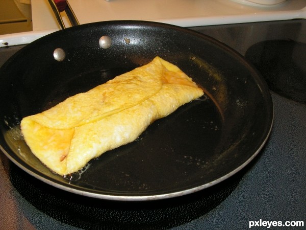 Creation of Ham  & Cheese Omelet Barricade: Step 2